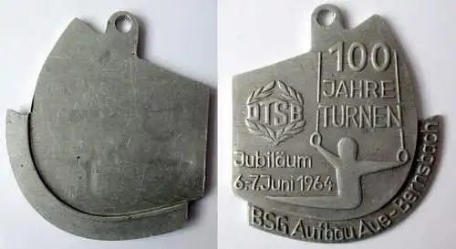 DDR Plakette 100 Jahre Turnen BSG Aufbau Aue-Bernsbach Jubiläum 1964 (136287)
