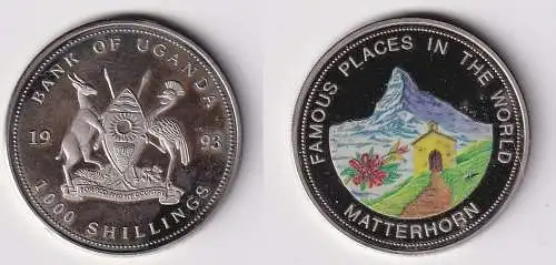 1000 Shillings Nickel Münze Uganda 1993 Matterhorn PP (166065)