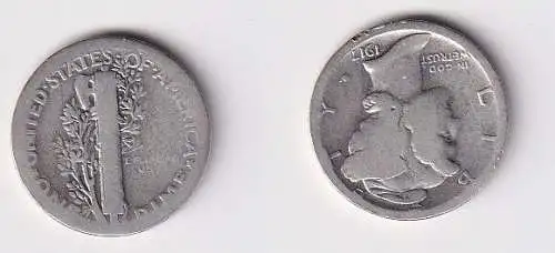 1 Dime Silber Münze USA 1917 Liberty s/ss (166066)