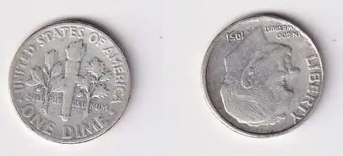 1 Dime Silber Münze USA 1951 Franklin D. Roosevelt (160522)