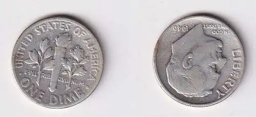 1 Dime Silber Münze USA 1946 Franklin D. Roosevelt (165338)