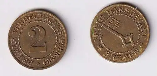 2 Verrechnungspfennig Messing Münze Notgeld Stadt Bremen ohne Jahr (166149)