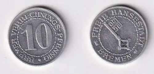10 Verrechnungspfennig Aluminium Münze Notgeld Stadt Bremen ohne Jahr (166107)
