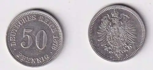 50 Pfennig Silber Münze Kaiserreich 1876 A Jäger 7 ss/vz (166598)