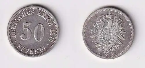50 Pfennig Silber Münze Kaiserreich 1876 C Jäger 7 f.ss (166071)