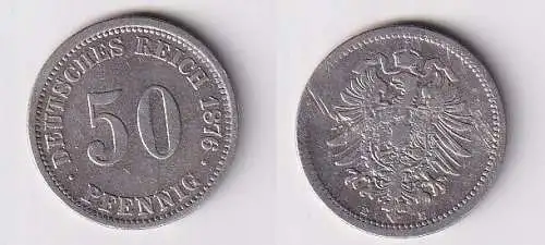 50 Pfennig Silber Münze Kaiserreich 1876 E Jäger 7 s/ss (166150)