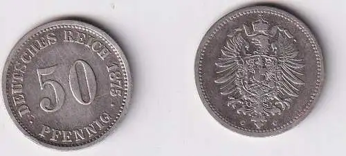 50 Pfennig Silber Münze Kaiserreich 1875 C Jäger 7 f.ss (166418)