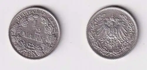 1/2 Mark Silber Münze Kaiserreich 1911 E Jäger 16 f.vz (166152)