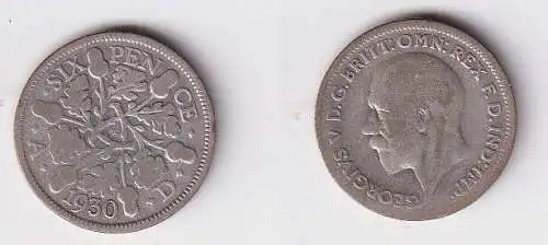 6 Pence Silber Münze Großbritannien George V. 1930 f.ss (166104)