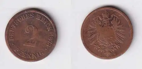 2 Pfennig Kupfer Münze Kaiserreich 1873 D Jäger Nr.2 s (163824)