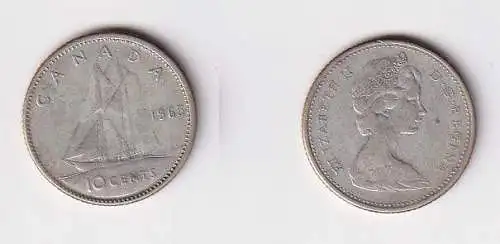 10 Cents Silber Münze Kanada Canada Schiff 1965 ss (166574)