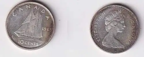 10 Cents Silber Münze Kanada Canada Schiff 1965 Stgl. (162776)