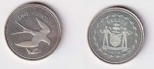 1 Cents Silber Münze Belize Schwalbenschwanz-Drachen 1974 PP (166593)