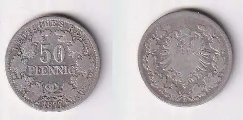 50 Pfennig Silber Münze Deutsches Reich 1877 D f.ss  (166074)
