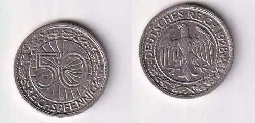 50 Pfennig Nickel Münze 1928 G Jäger 324 ss+ (166792)