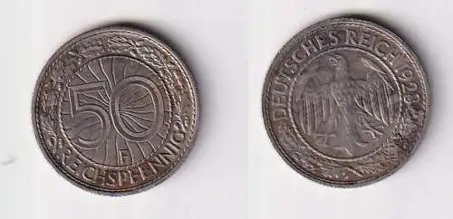 50 Pfennig Nickel Münze 1928 F Jäger 324 ss (166061)