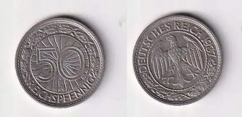 50 Pfennig Nickel Münze 1937 A Jäger 324 ss+ (164654)