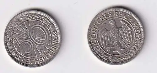 50 Pfennig Nickel Münze 1927 F Jäger 324 ss+ (166169)