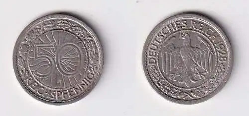 50 Pfennig Nickel Münze 1928 J Jäger 324 ss+ (166401)