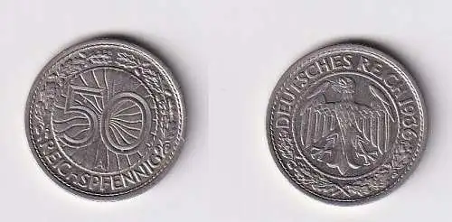 50 Pfennig Nickel Münze 1936 A Jäger 324 vz (166629)