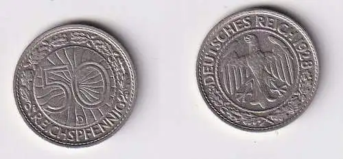 50 Pfennig Nickel Münze 1928 D Jäger 324 ss+ (166765)