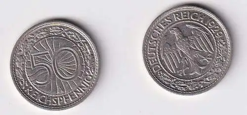 50 Pfennig Nickel Münze 1929 A Jäger 324 ss+ (166597)