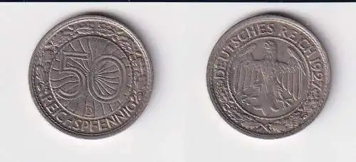 50 Pfennig Nickel Münze 1927 D Jäger 324 ss+ (166024)