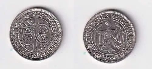 50 Pfennig Nickel Münze 1928 A Jäger 324 ss+ (166338)