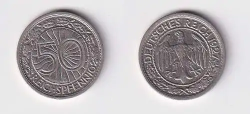 50 Pfennig Nickel Münze 1927 J Jäger 324 ss+ (163903)