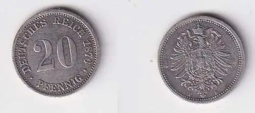 20 Pfennig Silber Münze Deutsches Reich 1876 F ss+  (166687)