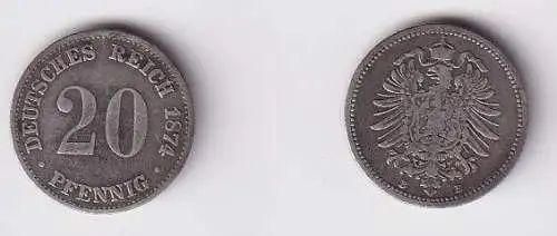20 Pfennig Silber Münze Deutsches Reich 1874 B, Jäger 5 ss (166780)