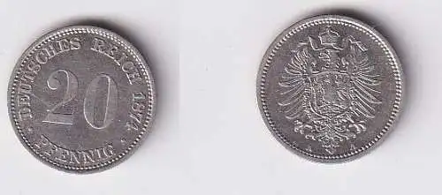 20 Pfennig Silber Münze Deutsches Reich 1874 A, Jäger 5 ss+ (166510)