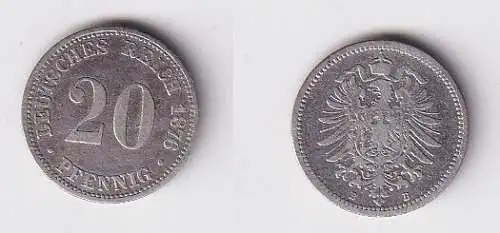 20 Pfennig Silber Münze Deutsches Reich 1876 B ss  (166595)
