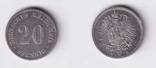 20 Pfennig Silber Münze Deutsches Reich 1876 E ss+  (166419)