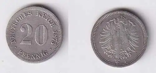 20 Pfennig Silber Münze Deutsches Reich 1875 F, Jäger 5  (166462)