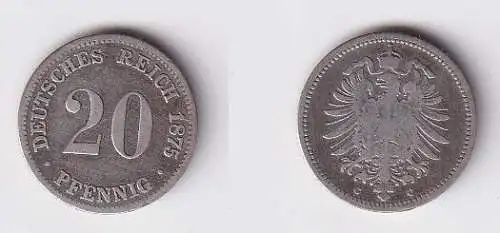 20 Pfennig Silber Münze Deutsches Reich 1875 D, Jäger 5  (166422)