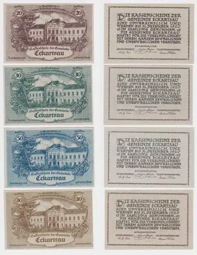 4 Banknoten 20 bis 80 Heller Notgeld Gemeinde Eckartsau (152297)