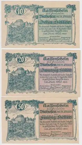 10, 20 und 50 Heller Banknote Viehofen bei St. Pölten (137534)