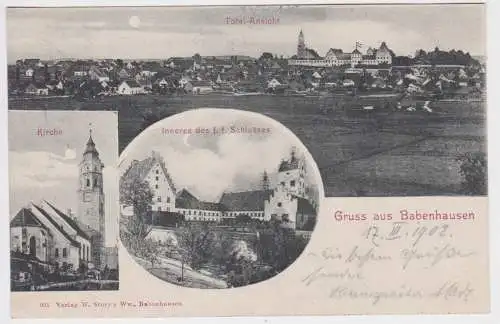 16561 Mehrbild AK Gruss aus Babenhausen - Kirche, Total-Ansicht, Schloss 1902