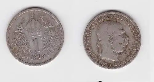 1 Krone Silber Münze Österreich 1893 (134516)