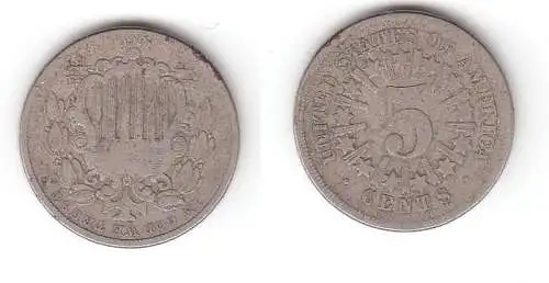 5 Cent Nickel Münze USA 1866 (114909)