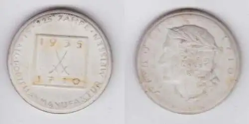 Porzellan Medaille 225 Jahre Porzellanmanufaktur Meissen 1935 (131645)