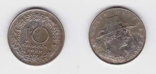 10 Groschen Kupfer-Nickel Münze Österreich 1929 (133578)