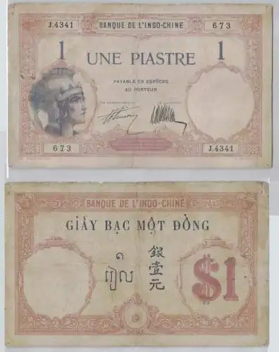 1 Piastres Banknote Franz. Indo China (1921-31) Pick 48b (143288)