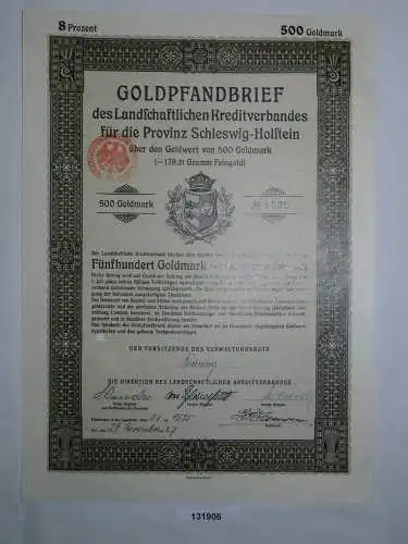 500 Goldmark Pfandbrief Provinz Schleswig-Holstein 29.11.1927 (131906)