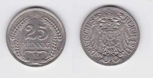 25 Pfennig Nickel Münze Deutsches Reich 1911 E Jäger 18 (133566)