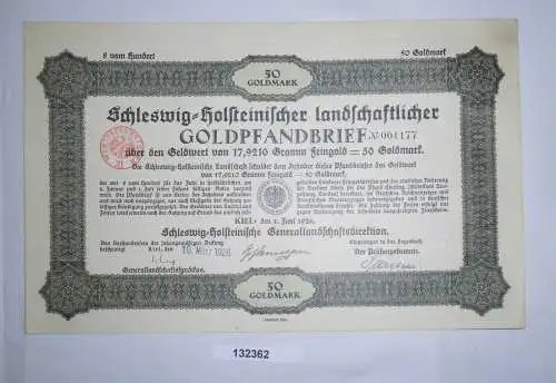 50 Goldmark Pfandbrief schleswig-holsteinische Landschaft 10.März 1928 (132362)