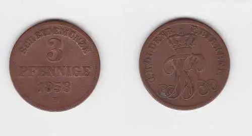 3 Pfennige Kupfer Münze Oldenburg Birkenfeld 1858 B (130350)