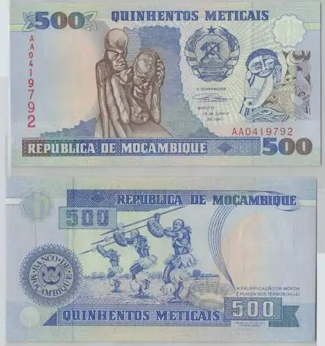 500 Meticais Banknote Mocambique Mosambik 1991 Pick 134 kassenfrisch (143439)