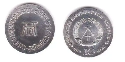 DDR Gedenk Silber Münze 10 Mark Albrecht Dürer 1971 Stempelglanz (119523)